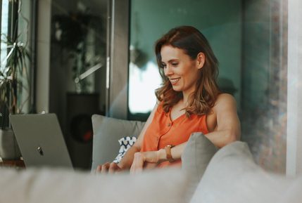 Woman doing online course