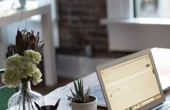 Image of a student on a computer studying