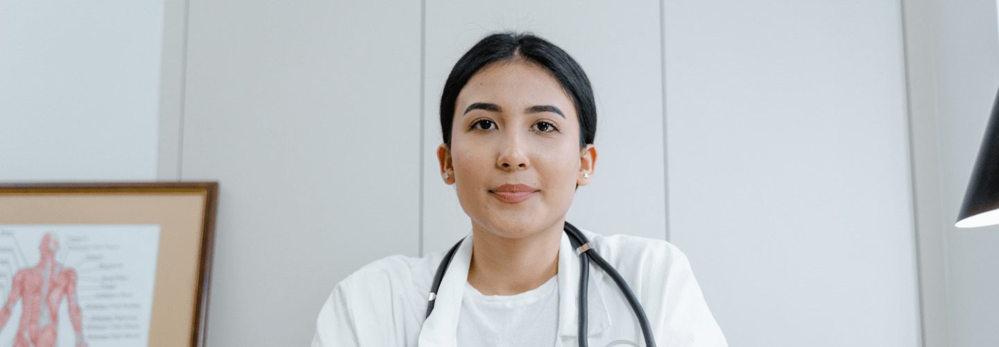 Image of a healthcare professional wearing white coat and stethoscope