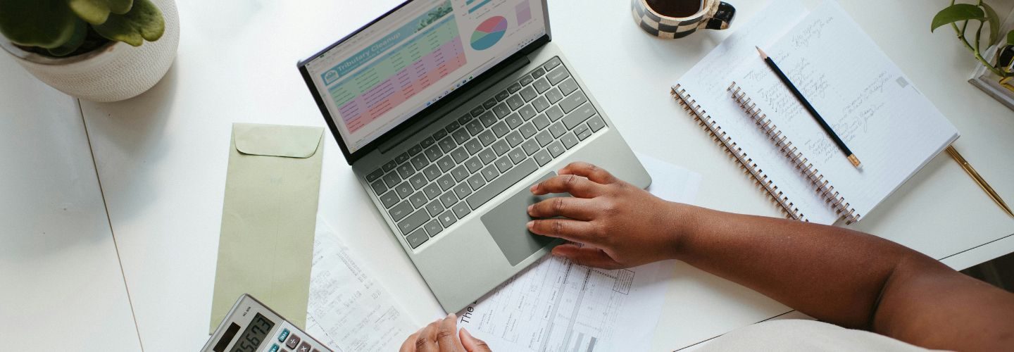 Finance professional working on a laptop